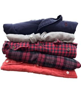 Set of 5 button up long sleeve shirts.